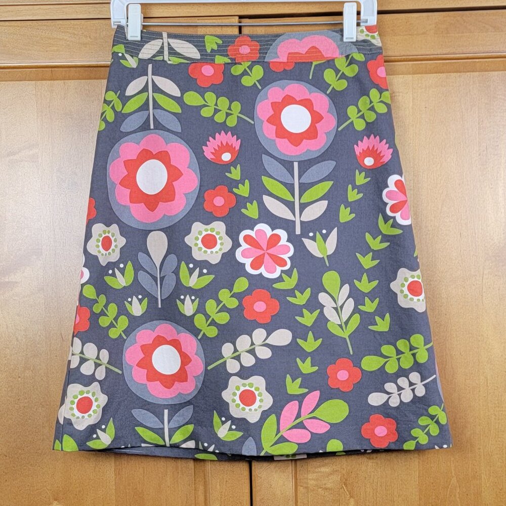 Boden Lined Cotton Floral A-Line Skirt - 6L